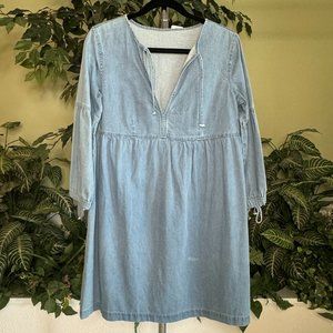 Long Sleeve Lightweight Denim A-Line Dress